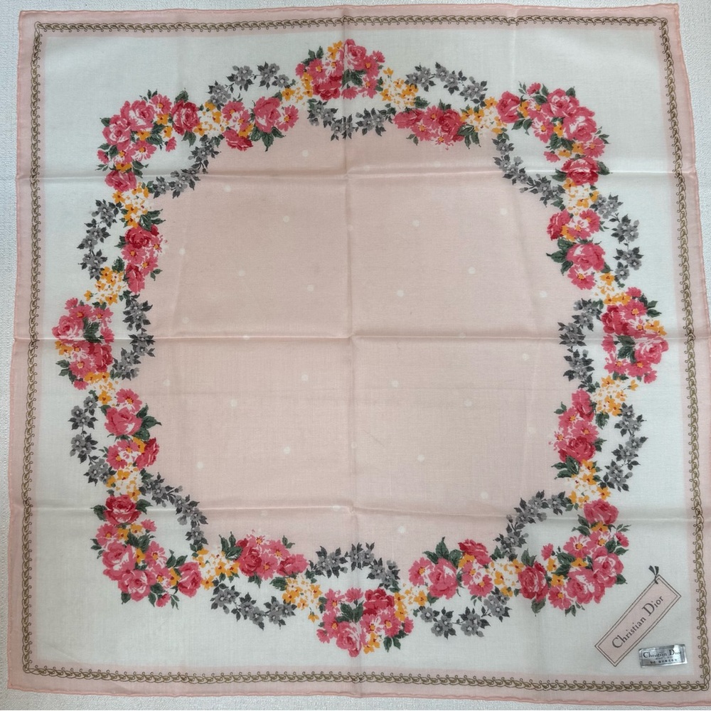 Dior Floral Pink Handkerchief Scarf